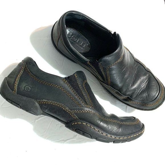 Born Men's Leather Black Slip On Sneaker Comfort Casual Shoes Loafer size 8 - Picture 1 of 9